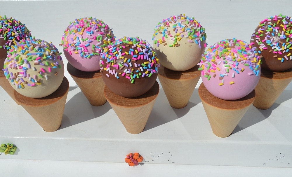 Play Food Ice Cream Cone Set Pretend Food Wooden Toy Choose Etsy