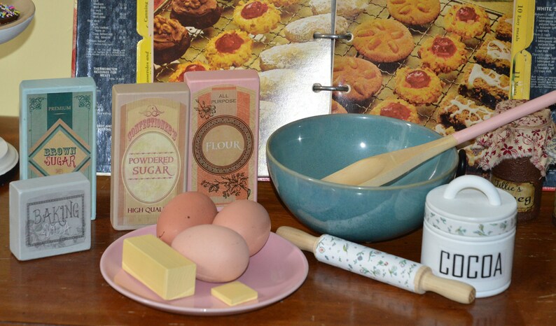 Play Food Pantry Baking Items Wood Boxed Basic Baking Etsy