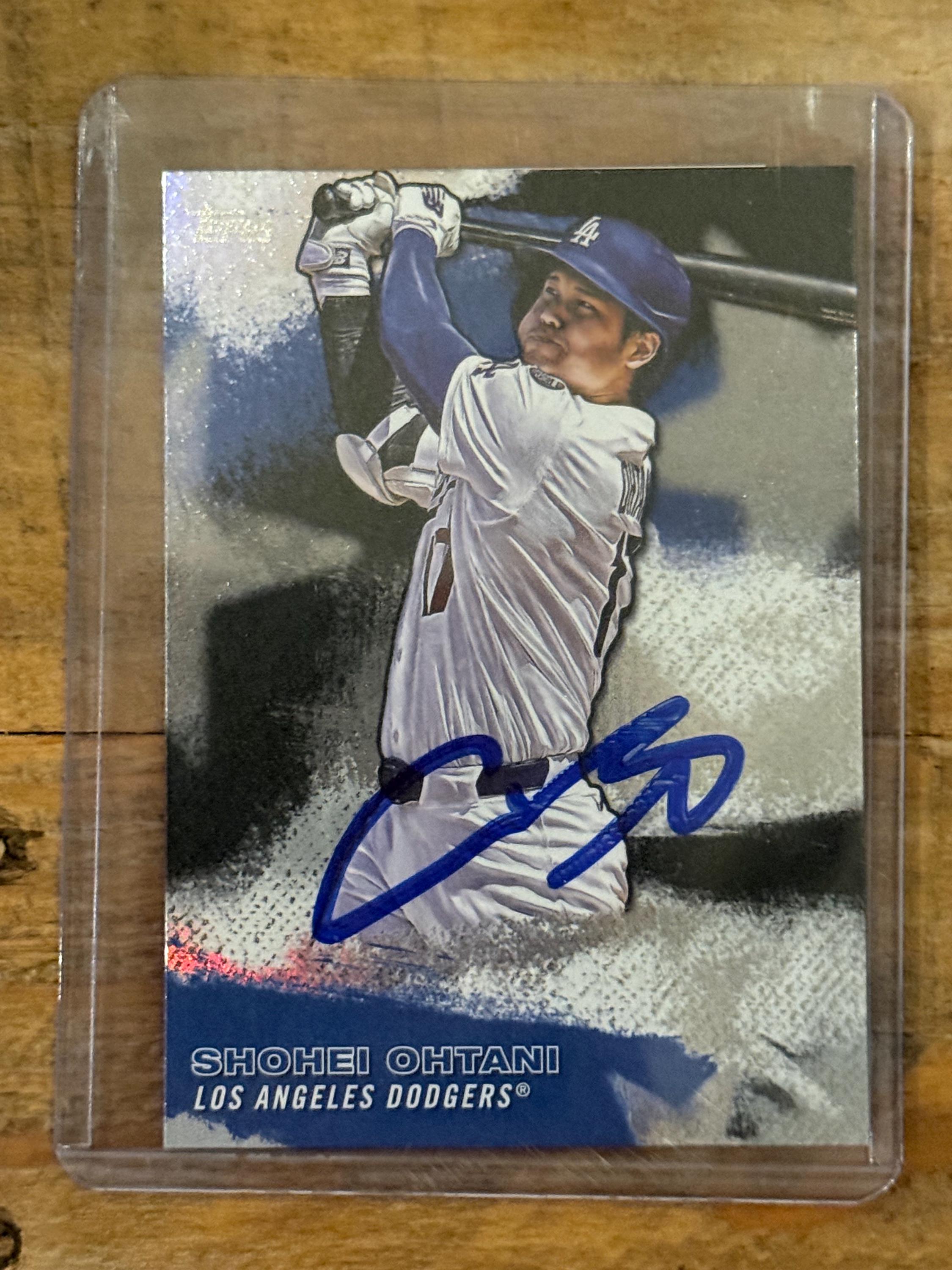Bat De Baseball Personnalisé Shohei Ohtani – Peint à La Main – Édition Unique 1/1 – Bleu/Rouge