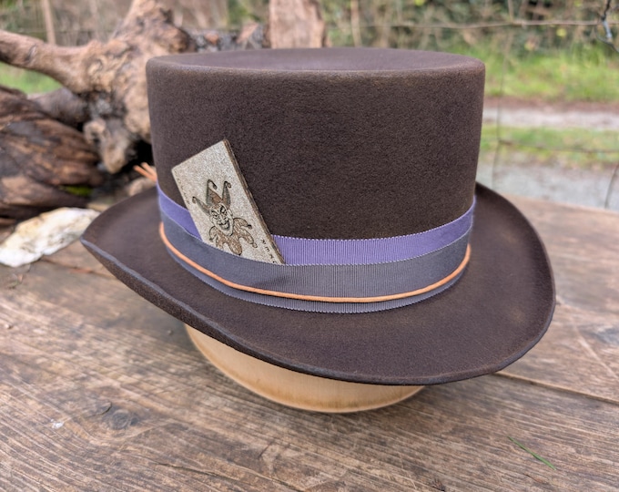 Featured listing image: The "Top Gambler" hat. Distressed wool felt hat.