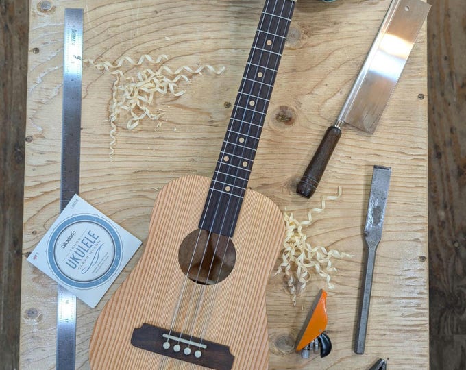 Featured listing image: Hand crafted Douglas Fir and Curly Maple Ukulele
