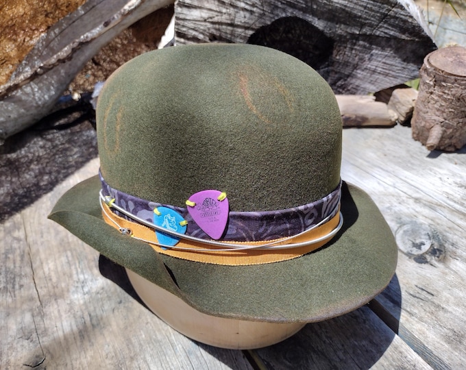 Featured listing image: The Bassist - dark green wool felt bowler hat