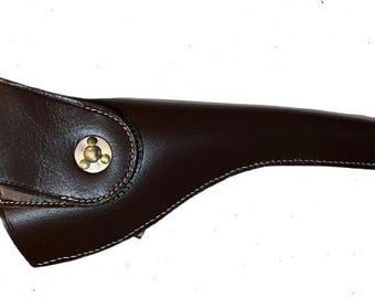 Funda militar de cuero marrón artesanal: funda para revólver de pólvora negra estilo vintage