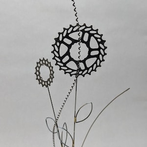 Upcycled Bicycle Gear Flower Arrangement: Bike Part Art