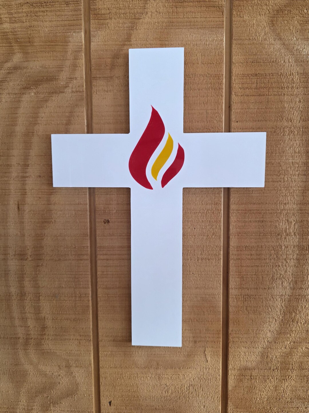 White Cross With Fire Dual Inlay - Etsy