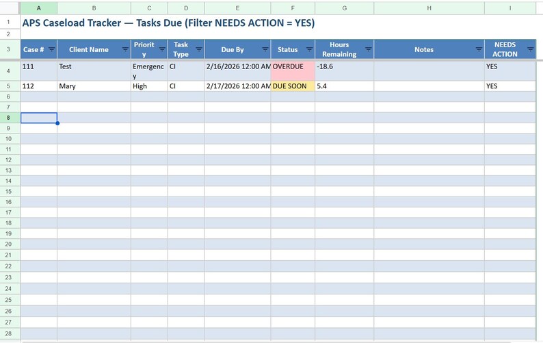 APS Caseload Manager Excel Template | Adult Protective Services Tracker ...