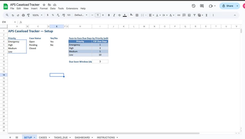 APS Caseload Manager Excel Template | Adult Protective Services Tracker ...
