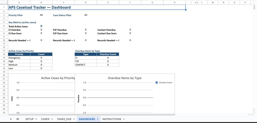 APS Caseload Manager Excel Template | Adult Protective Services Tracker ...