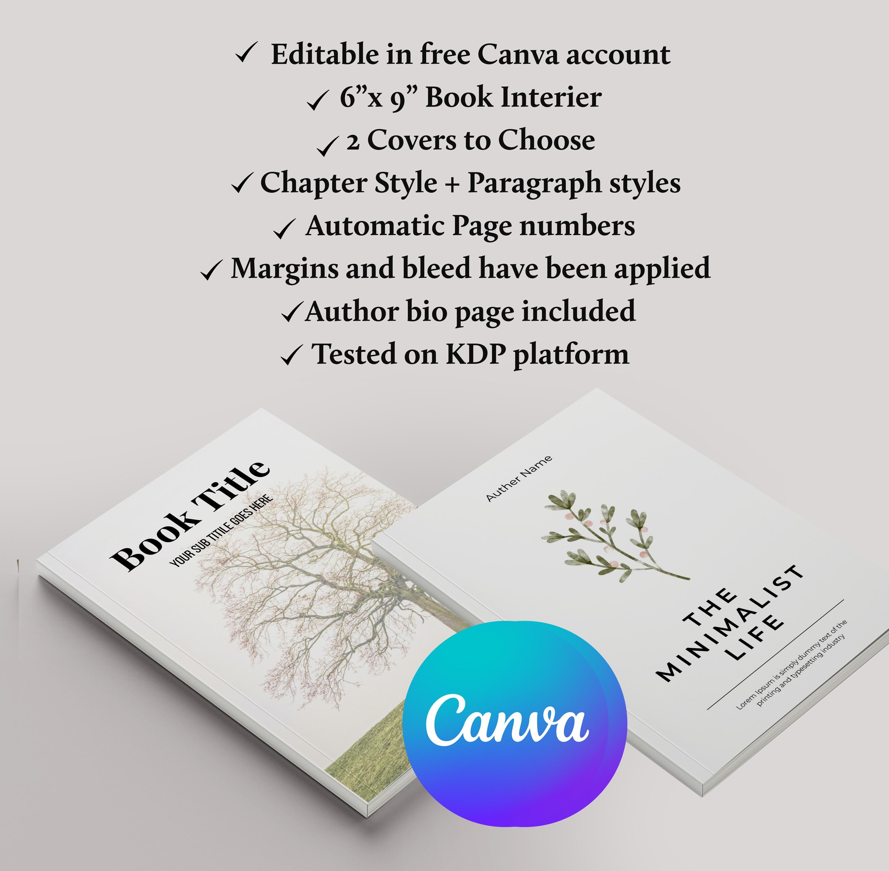Editable Canva Amazon KDP Interior 6x9 Template & 2 Covers Sets, Book ...