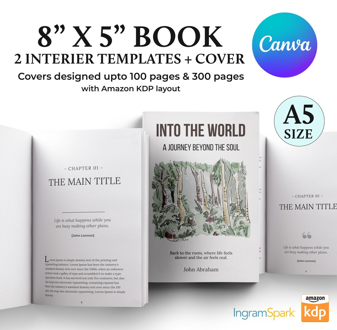 Amazon KDP Canva A5 Book Template Bundle 8x5 | Editable Interior Pages ...