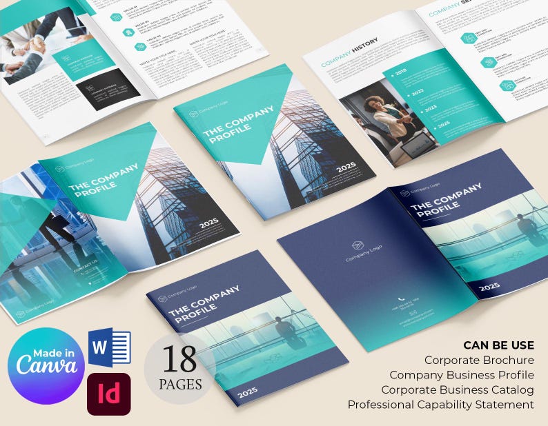 Editable Company Profile Booklet Template: Modern Corporate Brochure ...