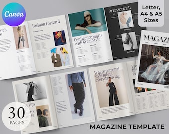 Fashion Magazine Template | Editable Canva Lookbook | Editorial Catalog & Brochure Layout | Vogue-Style Magazine | Digital Download
