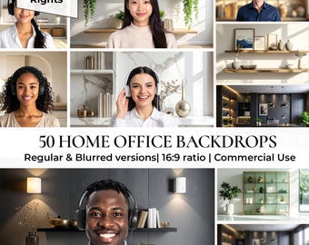 Digitale achtergronden voor thuiskantoren voor professionele portretfoto's| PLR MRR-rechten | Zoom, Teams, Google en achtergrondoverlay met zachte focus