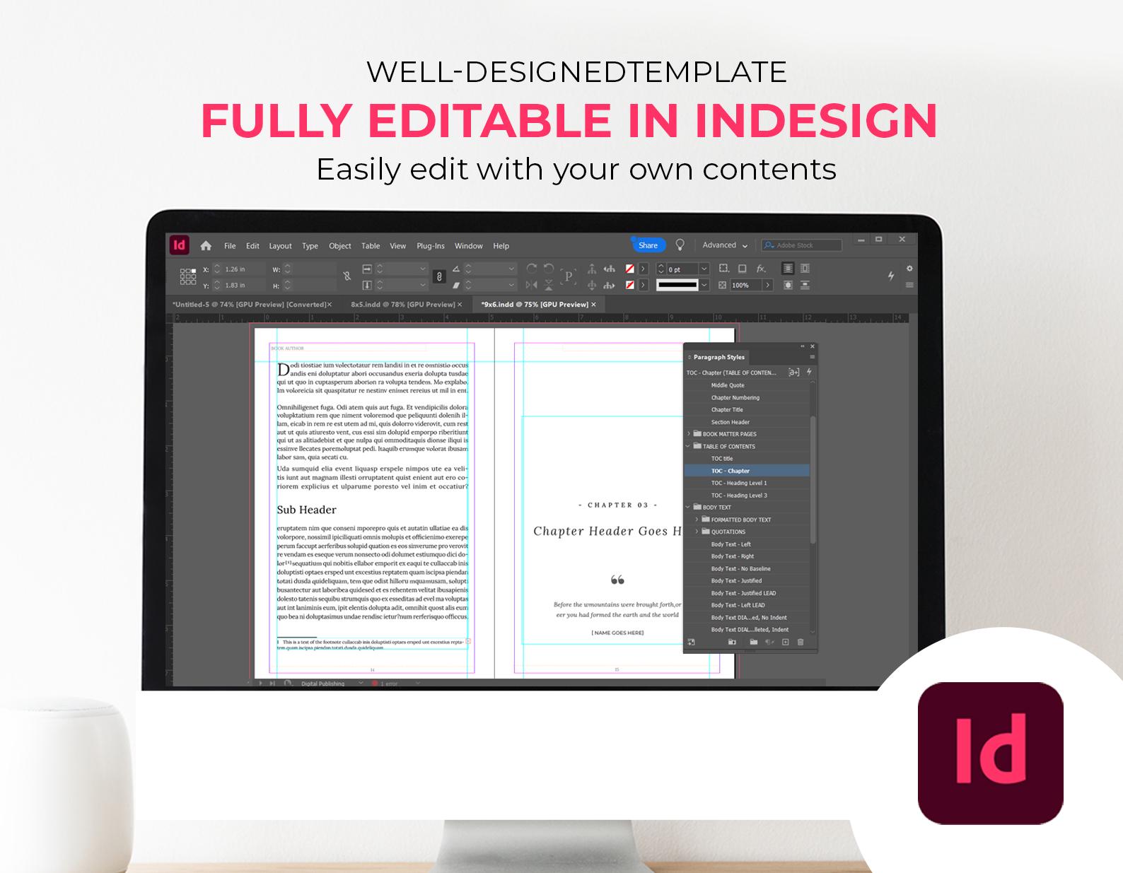 Plantilla de libro editable en Adobe InDesign para interiores de Amazon ...