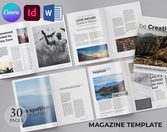 Magazine Template | Lifestyle Book Editorial Layout | Printable Editable Magazine (Canva, MS Word, InDesign)