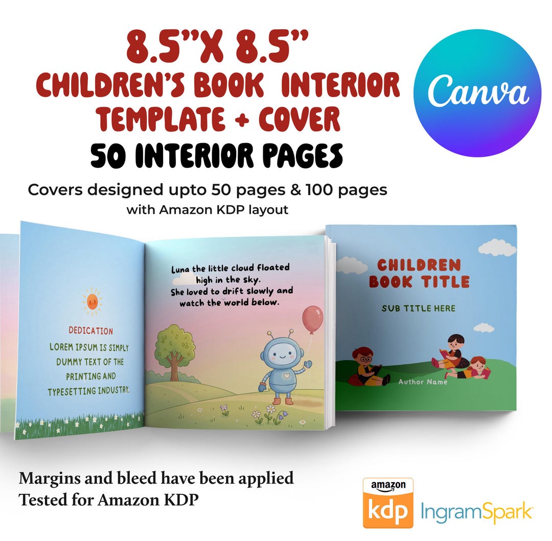 Children’s Book Canva Template 8.5x8.5 | Amazon KDP Interior & Cover ...
