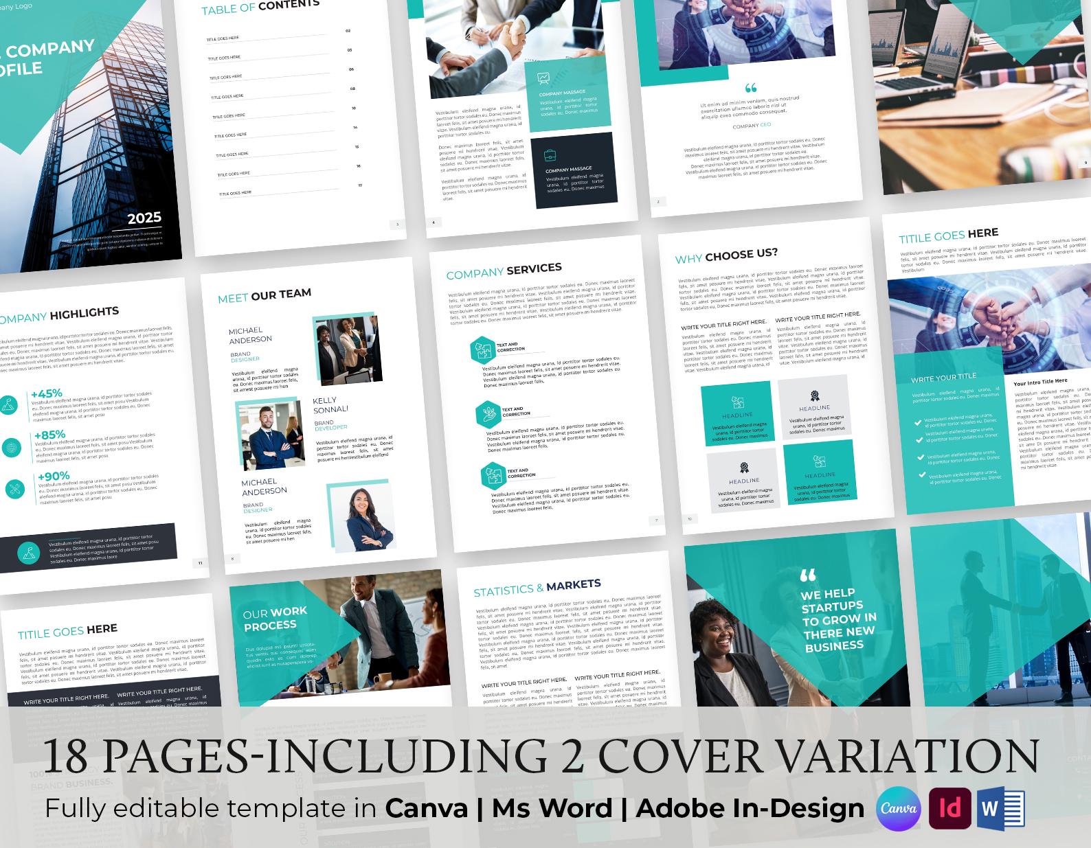 Editable Company Profile Booklet Template: Modern Corporate Brochure ...