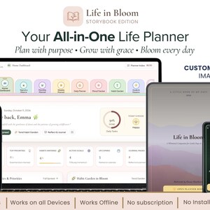 Digital Life Planner App | Interactive Life Planner Web HTML App | Habit Tracker | Goal & Budget Planner | Mood Tracker | Wellness Journal