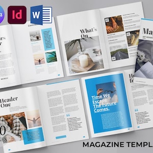 Modern tidskriftsmall | Journalhäfte | Redaktionell layout för livsstilsbok | Utskrivbar redigerbar tidskrift (Canva, MS Word, InDesign)