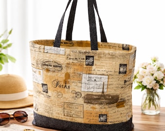 Patrón de costura en PDF para bolso de lona / Bolso grande para uso diario / Patrón de bolso de estilo diseñador / Bolso de compras para mujer (hazlo tú mismo) / Descarga instantánea