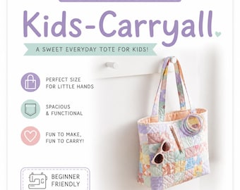 Kids Carryall Quilted Tote Bag Sewing Pattern | Beginner Patchwork Tote (PDF Download)
