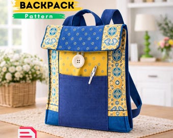 Patrón de costura para mochila en PDF, patrón de bolso DIY para principiantes, tutorial para mochilas con estilo, proyecto de costura fácil, descarga instantánea.