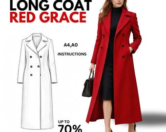 Abrigo de lana hecho a mano para mujer / Elegante gabardina de invierno / Abrigo midi cruzado / Prenda clásica de oficina / Piel natural auténtica