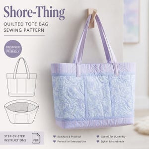 Shore Thing Quilted Tote Bag Sewing Pattern PDF | Beach Tote Pattern | Quilt Tote Bag Pattern | DIY Tote Bag | Beginner Sewing Pattern