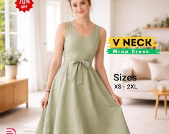 Patrón de costura en PDF para vestido cruzado con escote en V / Patrón de vestido largo de lino / Vestido floral de verano / Patrón de costura para principiantes / Descarga instantánea