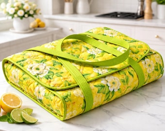 Patrón de costura en PDF para porta cazuelas, patrón de bolsa reversible para platos, bolsa isotérmica para alimentos, patrón de costura para portatartas, bolsa para picnic