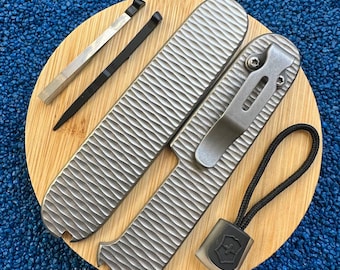 91mm Titanium Scales for Victorinox with Pocket Clip & Full EDC Kit