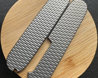 Custom Titanium Scales for Victorinox 91mm Swiss Army Knife – Waves Pattern Replacement Handles
