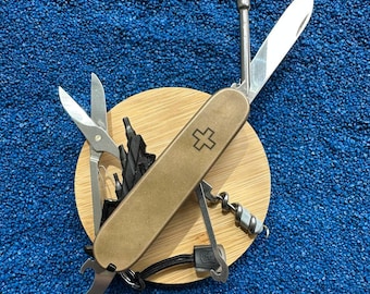 Custom SAK 91mm Compact CyberTool Mod, Brass Scales , Black G10 Liners , Custom Multi-tool For Victorinox