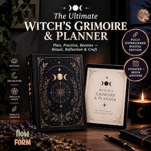Shadow Work Witch Planner, Halloween Grimoire, Samhain Book of Shadows, Tarot, Moon Phases & Spell Digital Planner
