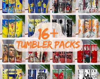 Paquete de vasos Ronaldo de 20 oz (PNG) / Paquete de 16 envoltorios de descarga digital para sublimación y vasos delgados