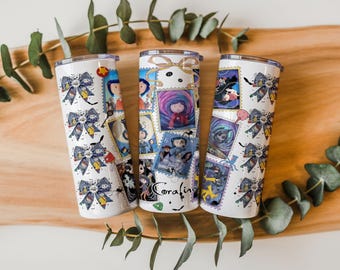 Coraline Movie Tumbler Wrap, Gothic Fan Art PNG (20oz+30oz)