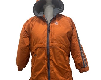 Chaqueta cortavientos Nike vintage para niño, talla M 10/12, naranja, con cremallera completa y estampado estilo Y2K de los 90.