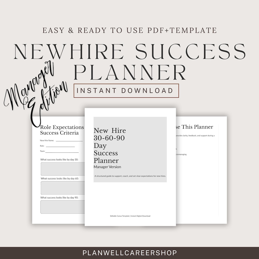 306090 Day Plan for Managers Newhire Onboarding Planner Manager