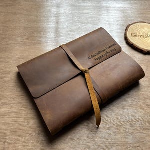 Vintage Personalized Leather Journal Bound Notebook Custom Scrapbook A5 B5 A4 Large Lined Paper