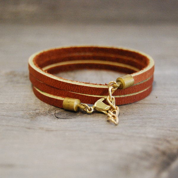 Leather Wrap Bracelet in Brown | "The Bexar"