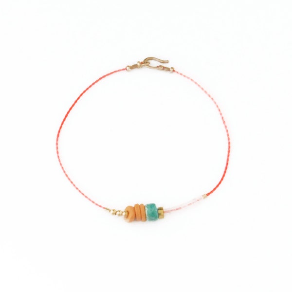 SALE - Coral Bracelet with Pink and Seafoam Beading, "The Capella"