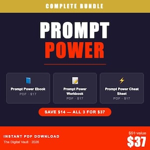 ChatGPT Prompt Power Bundle | AI Ebook, Workbook, Cheat Sheet (Digital Download)