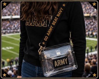 Handbestickter „Go Army Beat Navy“-Taschenriemen | Verstellbares Accessoire für den Spieltag