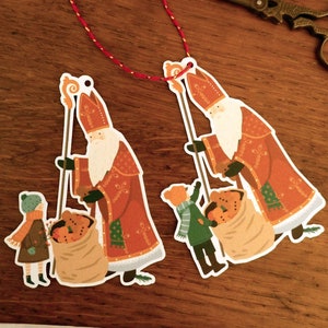 Lot de 2 étiquettes cadeau St Nicolas. Parfaites pour décorer vos cadeaux de Saint Nicolas !