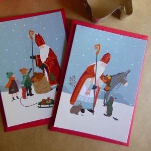 Lot de 2 cartes postales "Saint Nicolas", fête des enfants
