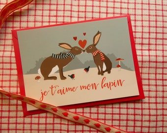 Carte postale '"Je t'aime mon lapin"
