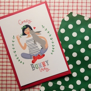 Carte postale "Crazy bunny lady"