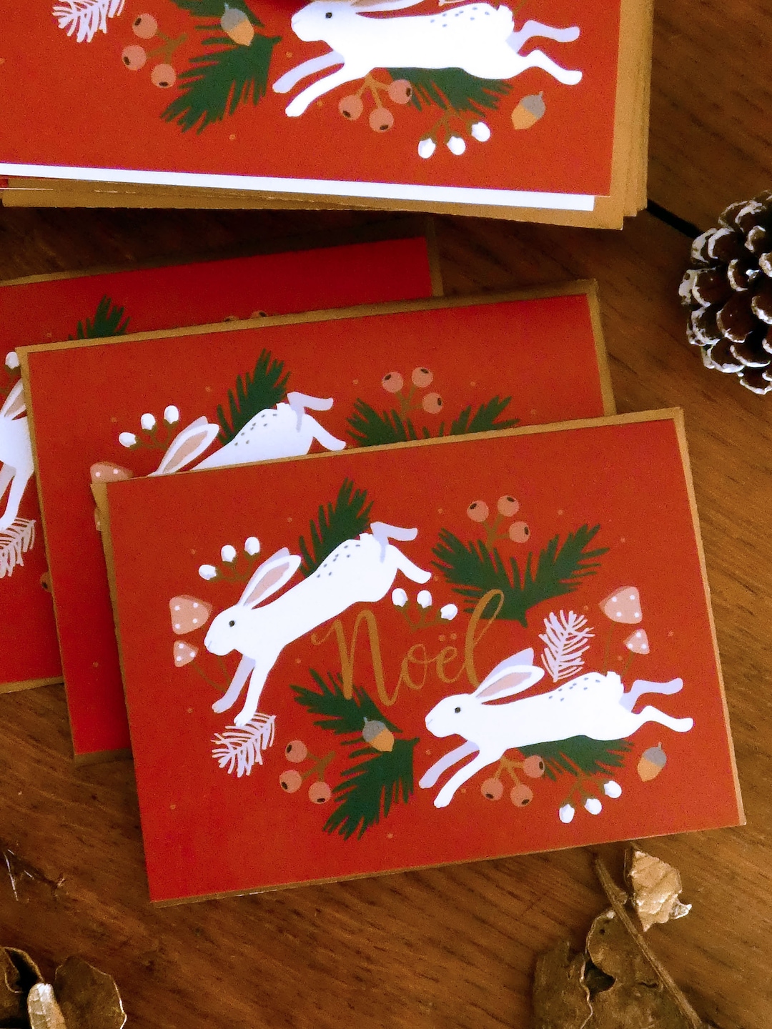 Christmas White Rabbit Greeting Cards: Holiday Hare Lover Set - Etsy