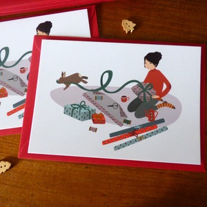Lot de 2 cartes postales "Noël avec mon lapin". Pour les amoureux des lapins !