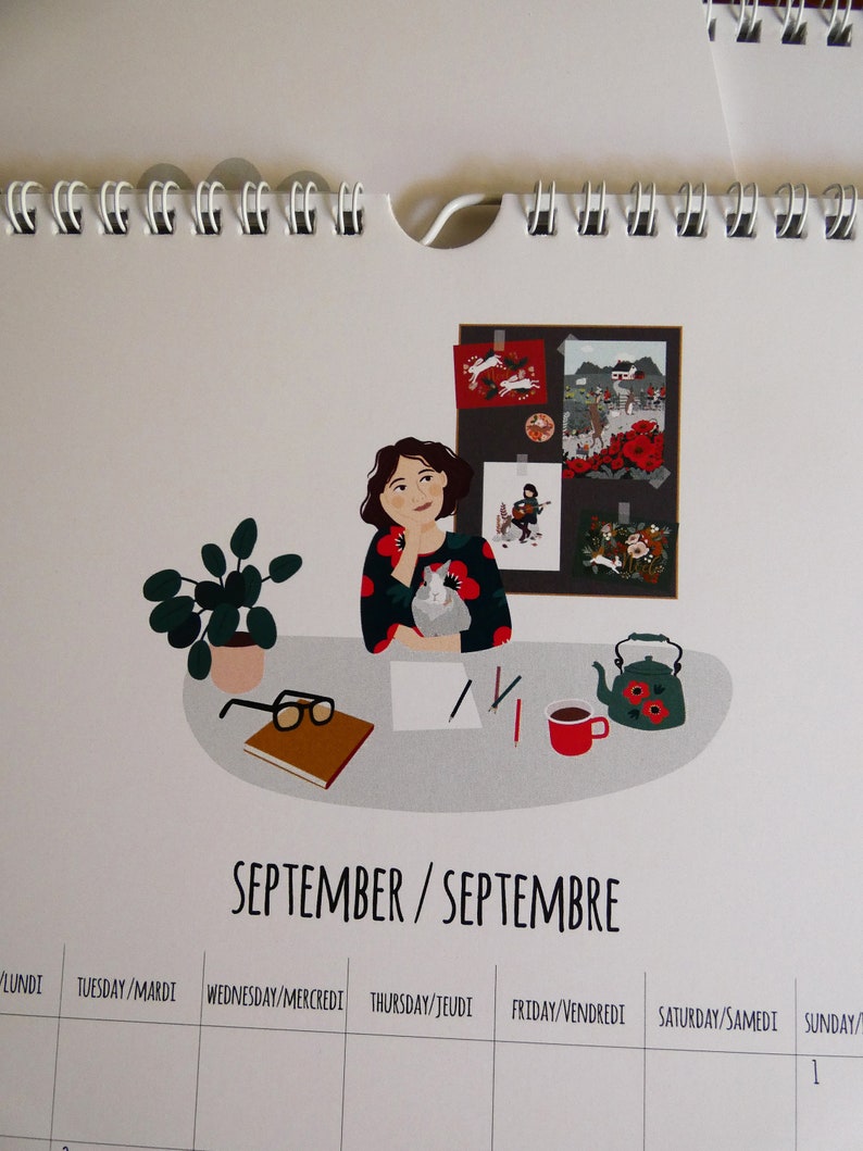 2024 calendar. House rabbit Calendar. Perfect Christmas ou Birthday Gift idea for rabbit lovers 2024 Illustrated A4 Wall Calendar. image 8